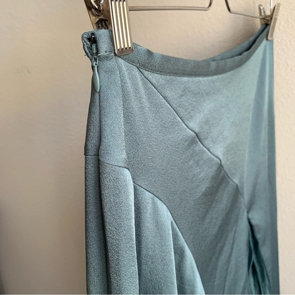 Vince Satin Midi Skirt 4 Pleated Mixed Media Asymmetrical - Picture 8 of 16